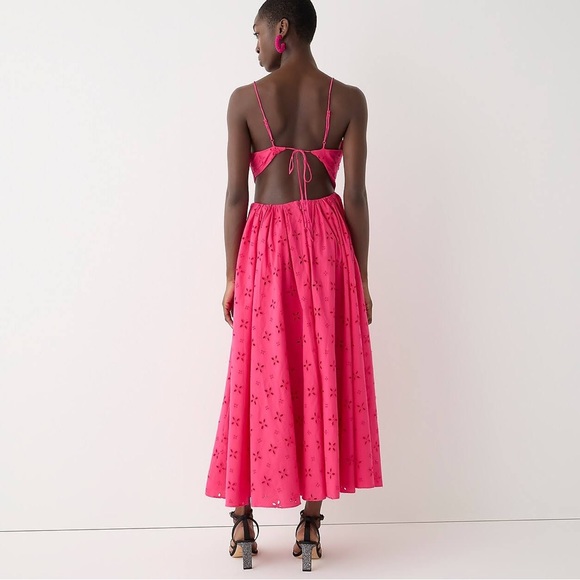 J CREW COLLECTION CUT OUT EYELET DRESS FESTIVAL PINK NWT SZ 8 - Picture 2 of 6